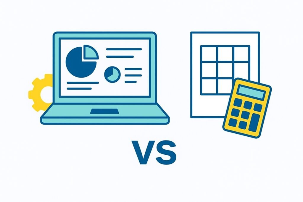 accounting software or spreadsheet